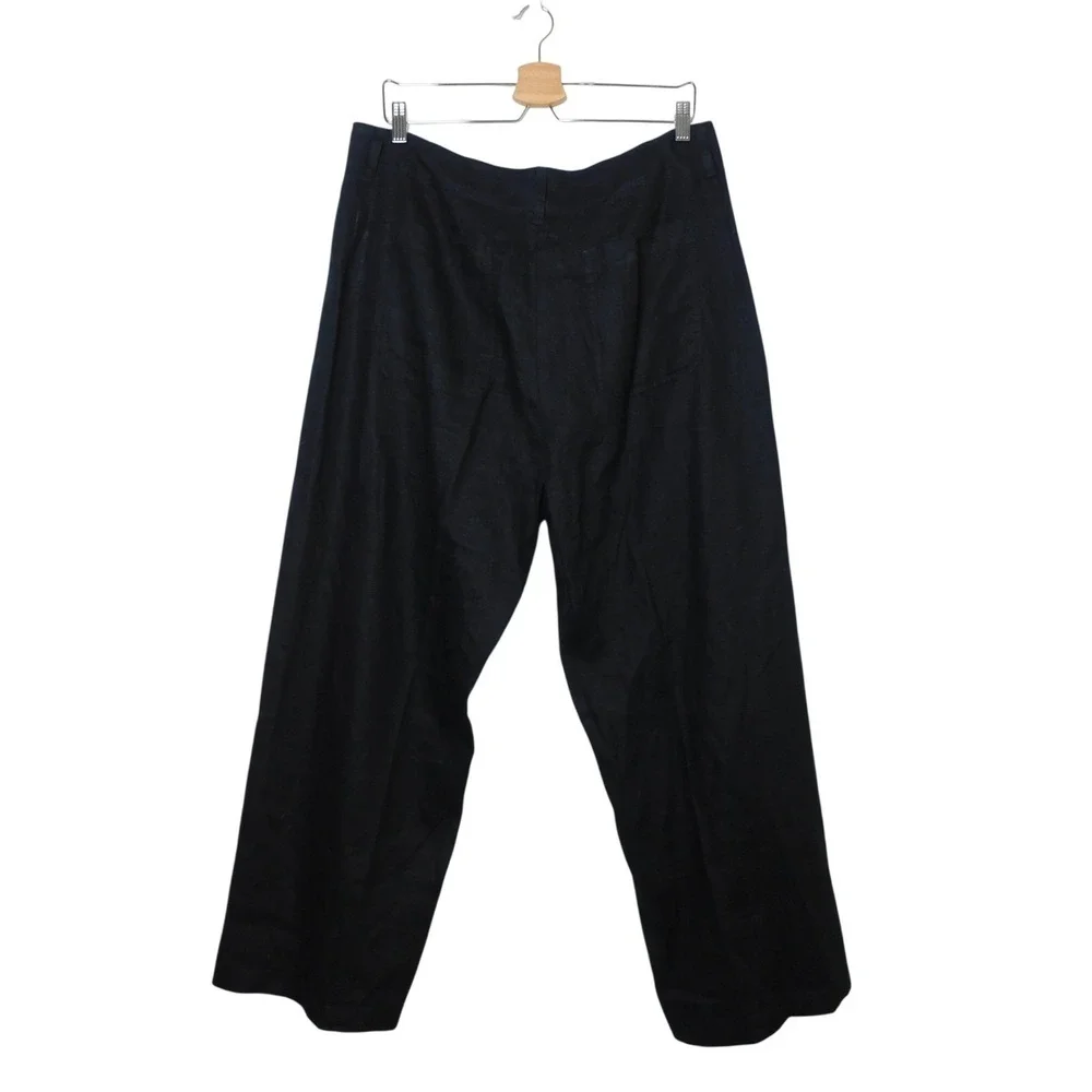 Quince 100% European Linen Wide Leg Trouser Black Size 16 NWT JDAVN01